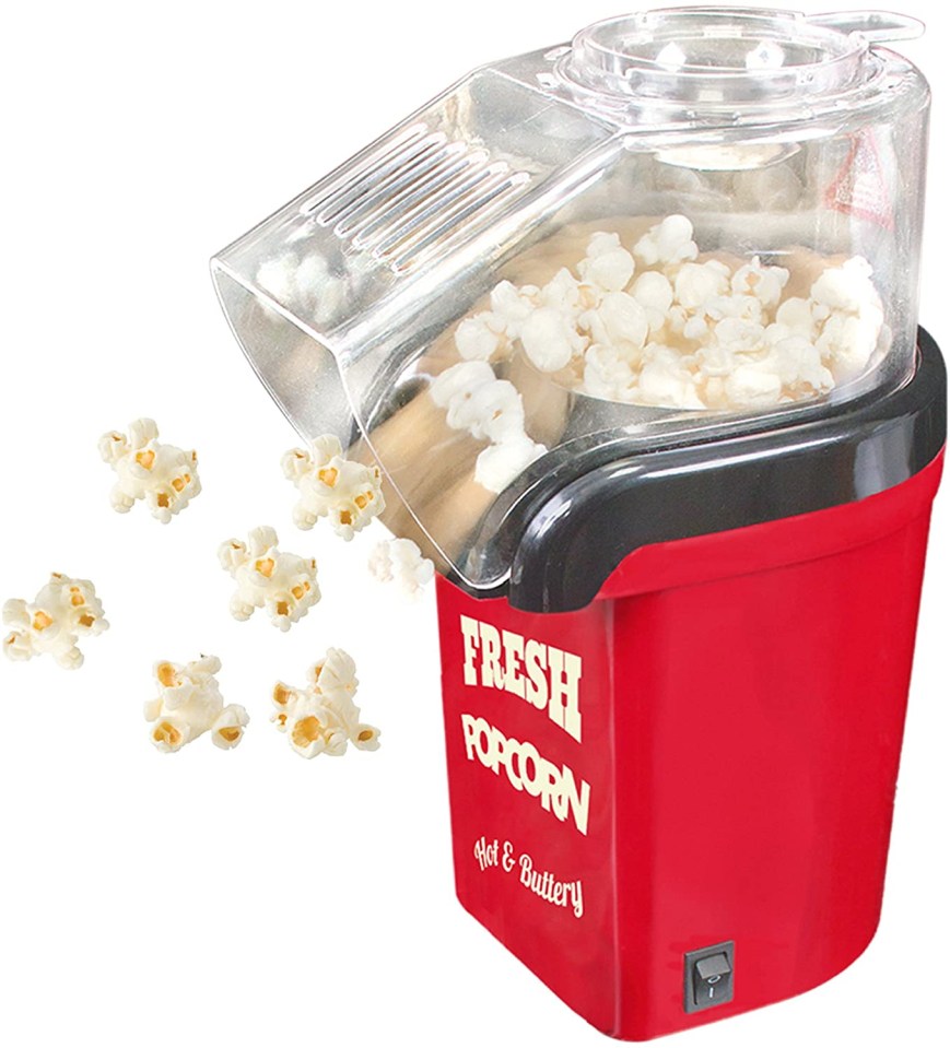 The chute helps you determine where the popcorn is going to drop!