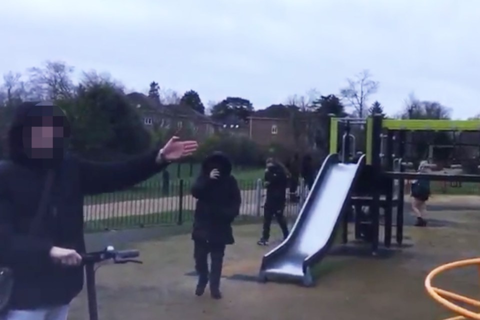  The woman wanted her son to play in the park in Teddington and confronted a group of teens who were smoking cannabis