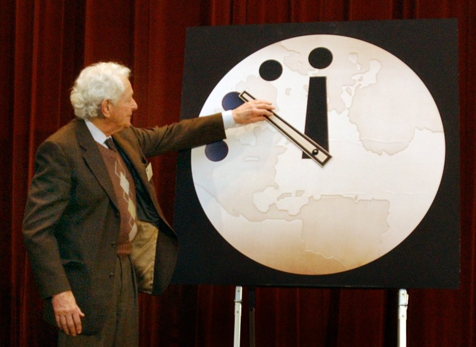  The famous Doomsday Clock is located inside the lobby of the Bulletin offices at the University of Chicago, US