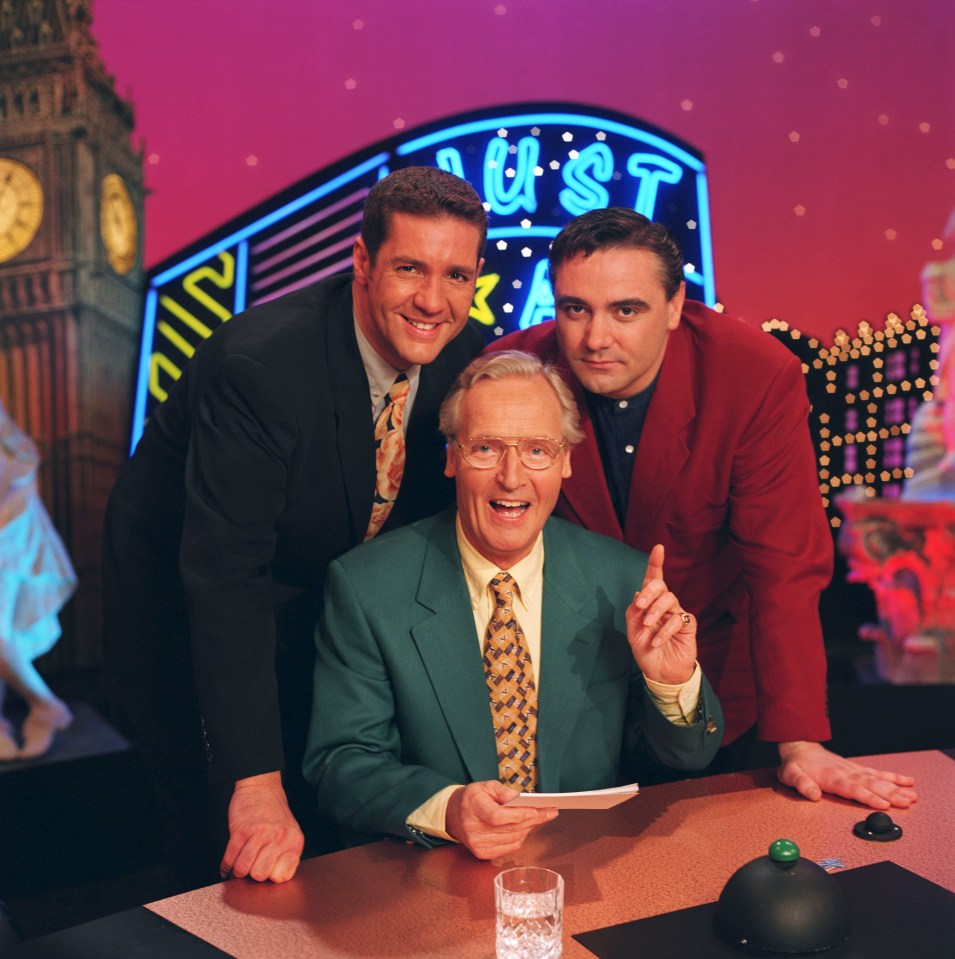  Nicholas Parsons poses with Dale Winton and Tony Slattery in a promo pic for Just a Minute