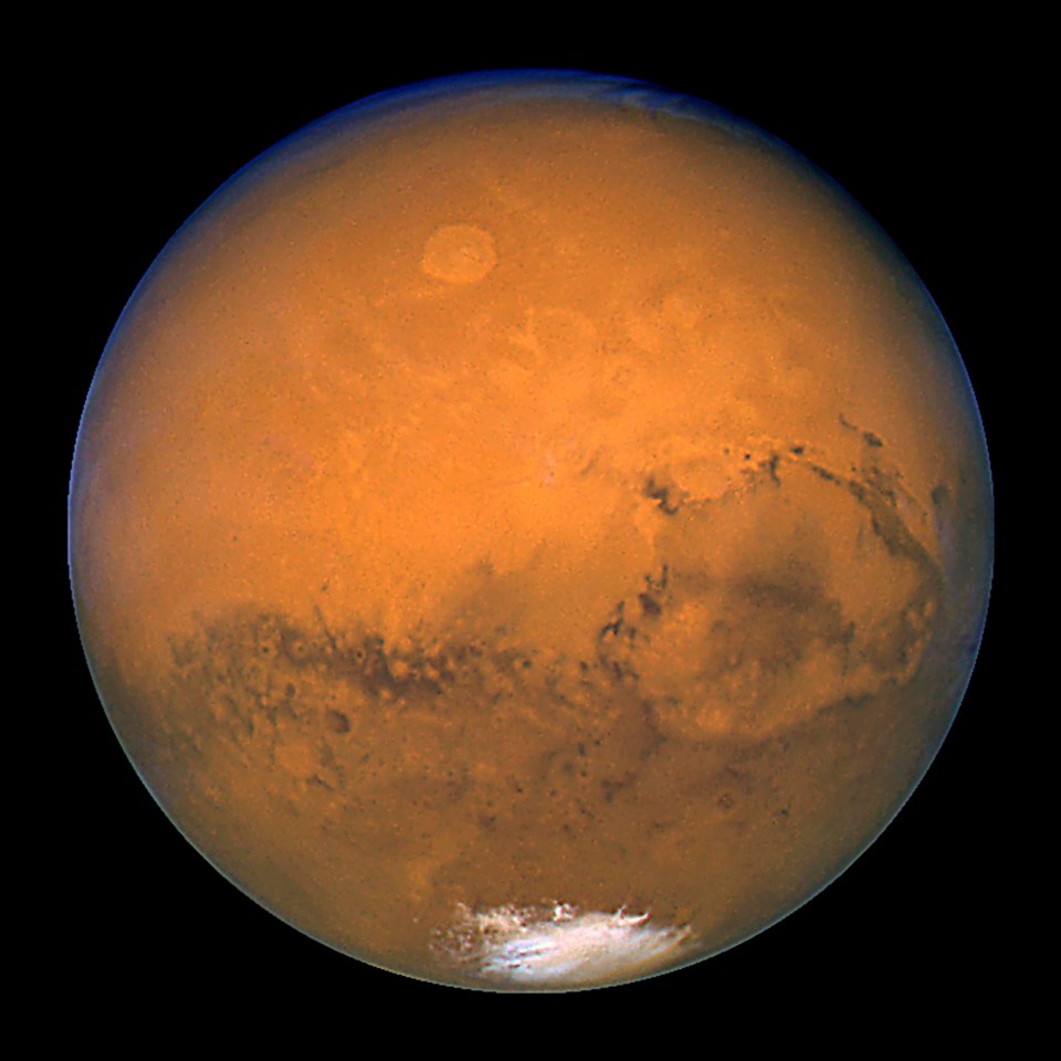 Water is present on Mars in the form of the north pole ice cap