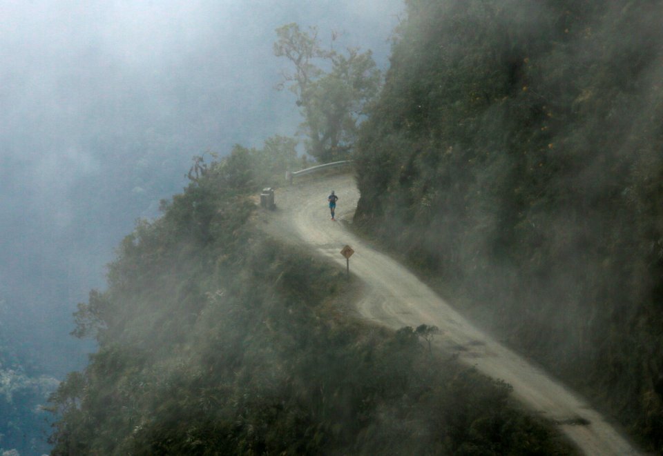  Bolivia's "Death Road" has dangerous hairpin bends and sheer cliff edges