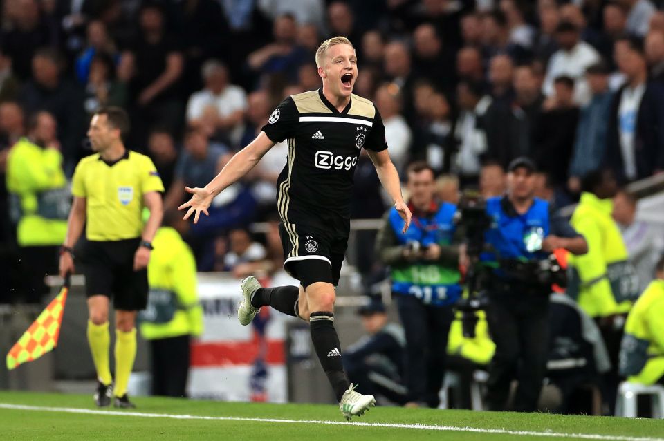  Van de Beek bagged against Spurs in last year's Champions League semi-finals