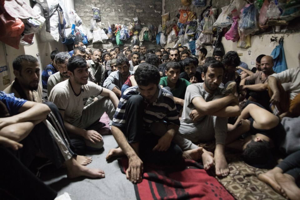  ISIS jihadis banged up in a tiny cramped cell in Mosul, Iraq (file image)