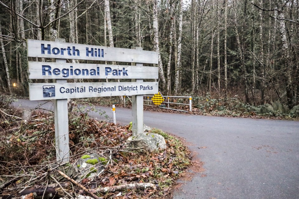  The couple were hiking through Horth Hill Regional Park on Vancouver Island on New Year's Day