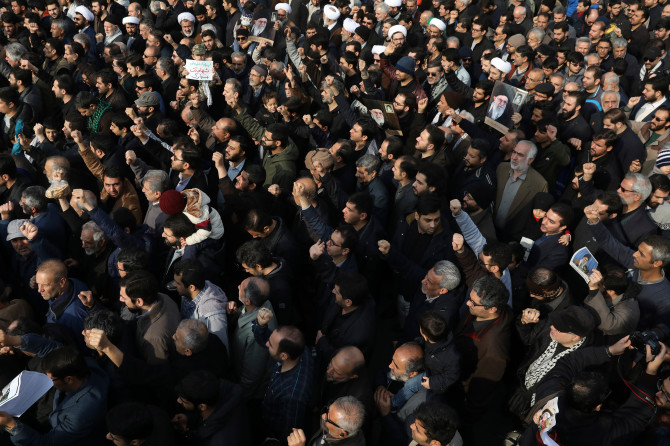  Huge protests with mourners dressed in black have begun in Iran following the news