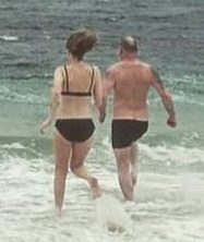  The couple stripped off to their swimwear and ran in