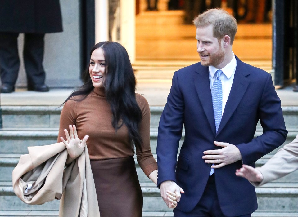 Meghan Markle and Prince Harry yesterday at Canada House