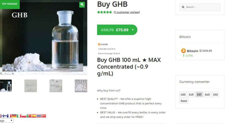  GHB is widely flogged on the dark web in liquid and powder form