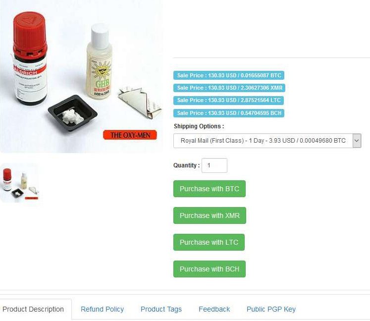  Many dark web adverts offered the drug in vials for up to $130