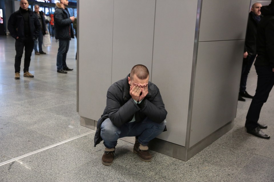  Tearful relatives were seen at the airport in Ukraine where the plane was due to land