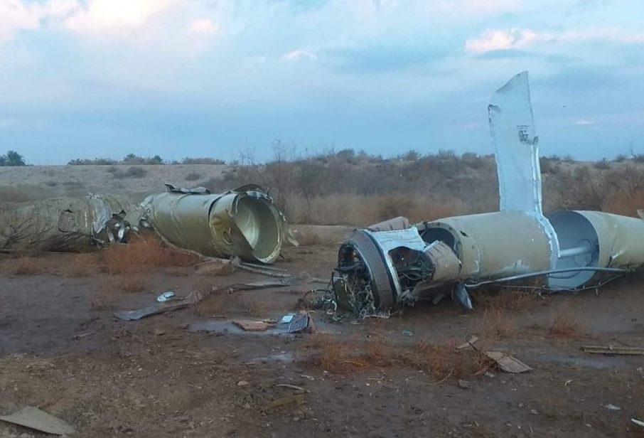  The shell of a missile targeted at the Al Asad air base in Iraq