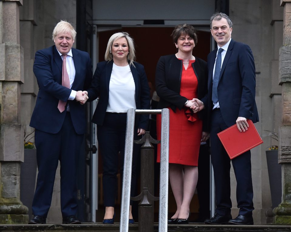  Boris Johnson met with DUP leader Arlene Foster and Sinn Fein leader Michelle O'Neill in Belfast today after the reopening of the Stormont Assembly