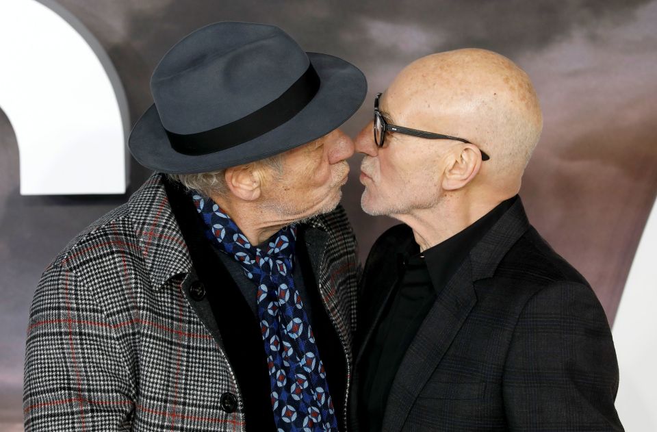  Patrick and Ian McKellen shared a kiss for the cameras last night