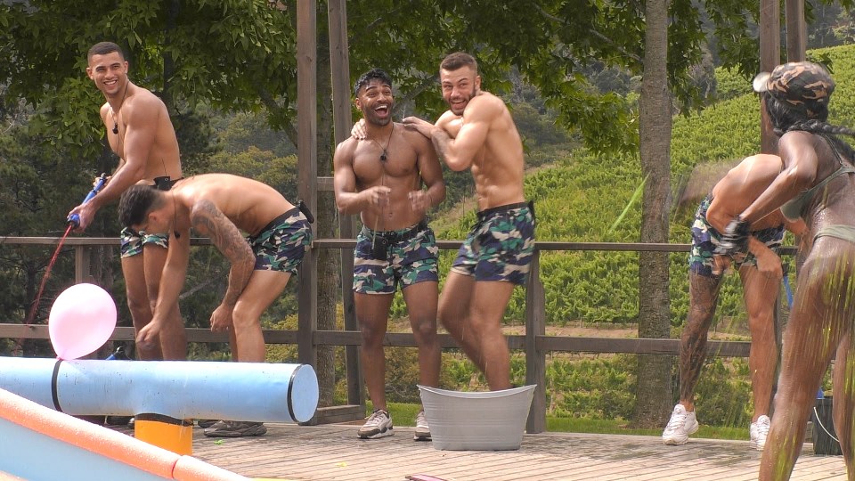  They boys were loving life as they eyed up the girls during the challenge