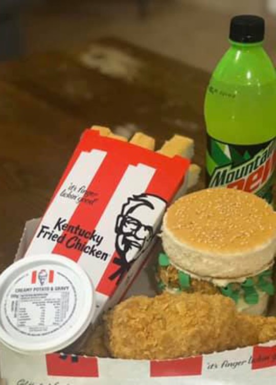 The mum used KFC packets as props and baked the rest 