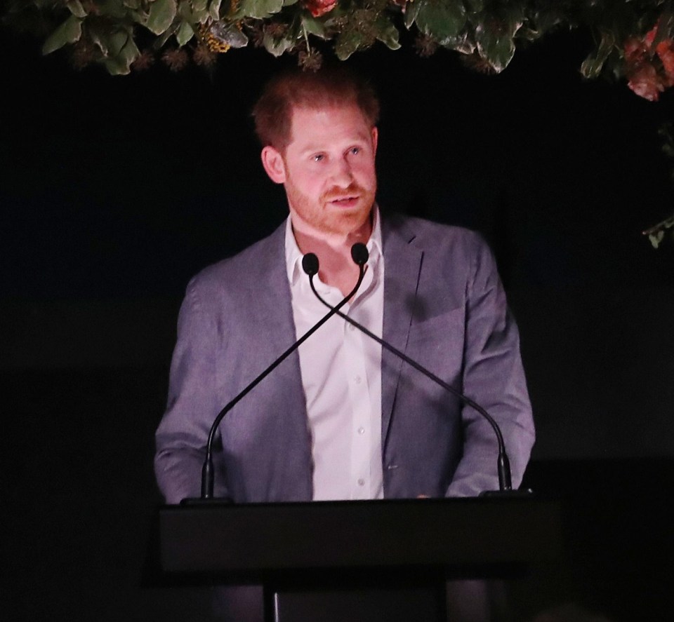 Prince Harry told of his ‘great sadness’ in a speech at the Ivy on Sunday