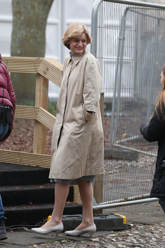  Emma Corrin - who plays Princess Diana - was all smiles as she headed to set