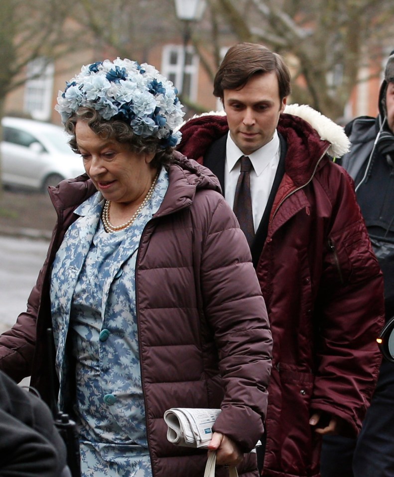  The Crown's Queen Mother stepped out in some not-so-regal footwear as she filmed scenes for season four