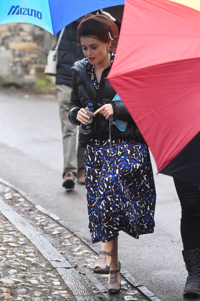  Helena Bonham Carter was also seen on set