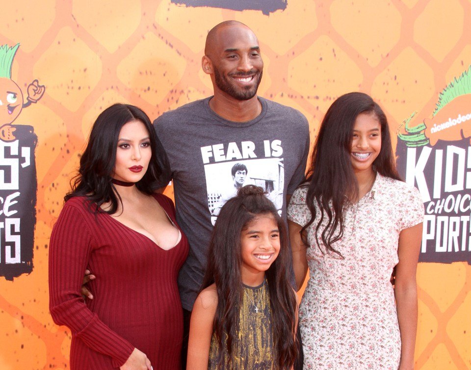  The NBA icon pictured with wife Vanessa Bryant, and daughter's Gianna Maria Onore and Natalia