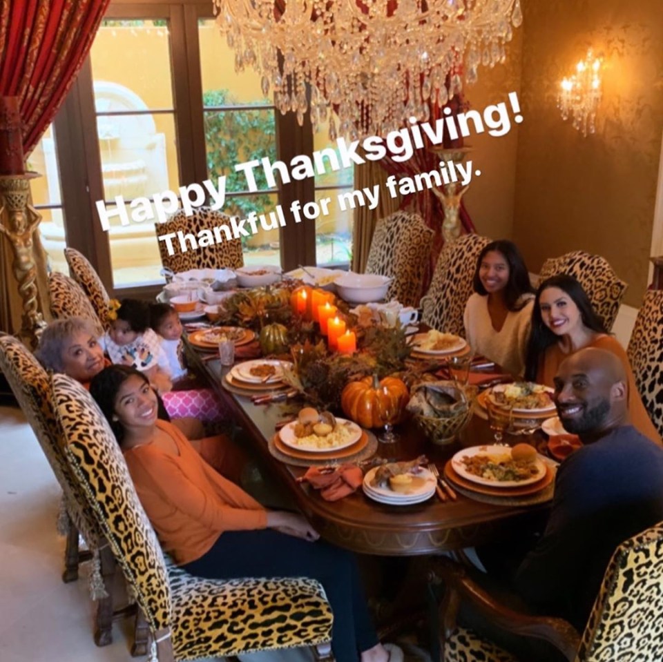  Bryant posted this Thanksgiving picture of his family on Instagram