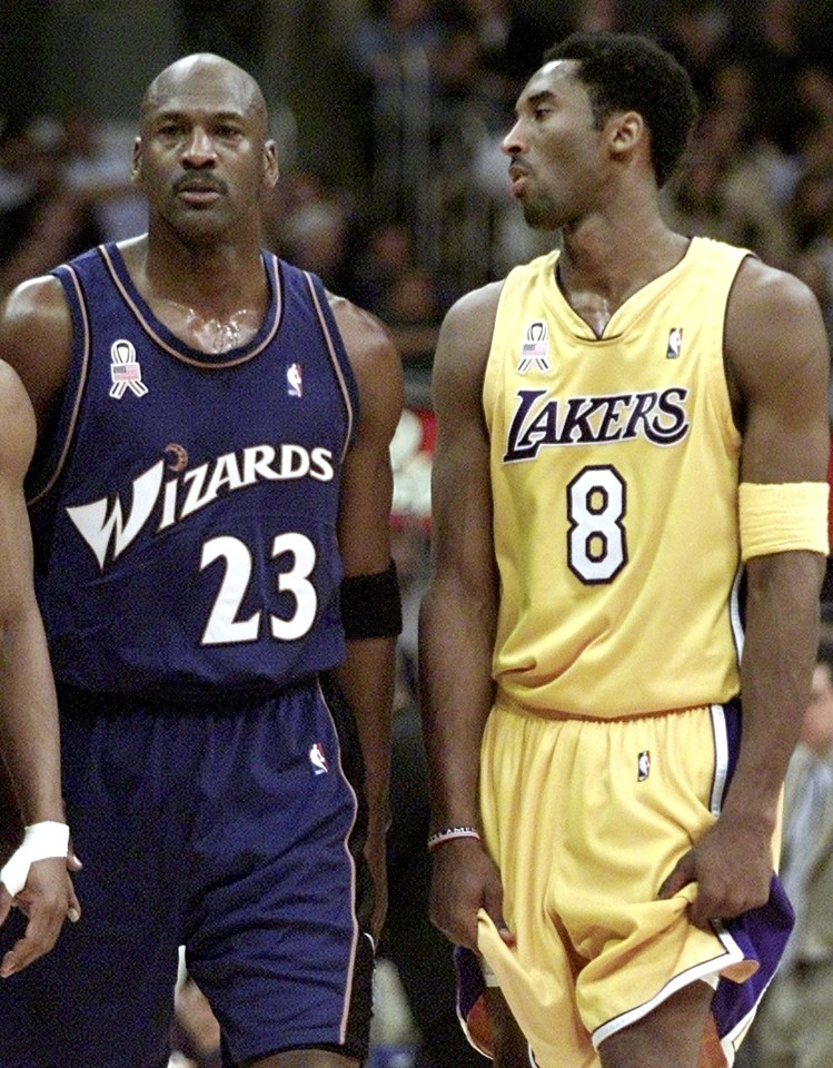  Bryant next to NBA legend Michael Jordan