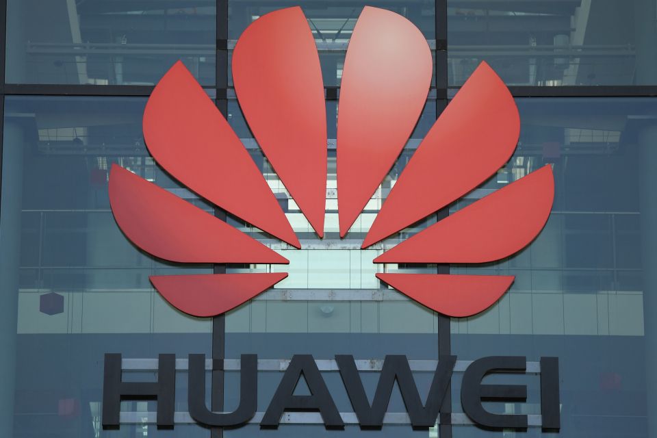  The logo of Chinese company Huawei at their main UK offices in Reading