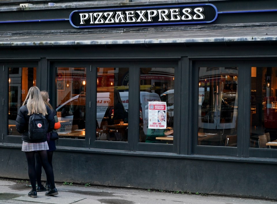  We put up the posters at the Pizza Express in Woking, where he claims to have eaten at