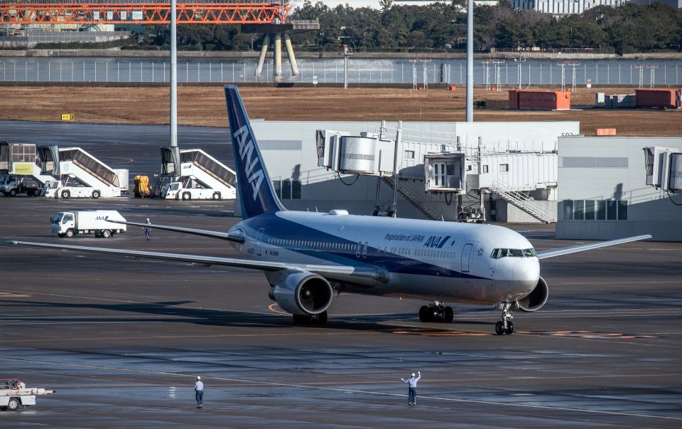  A plane carrying Japanese citizens repatriated from Wuhan amidst the coronavirus outbreak