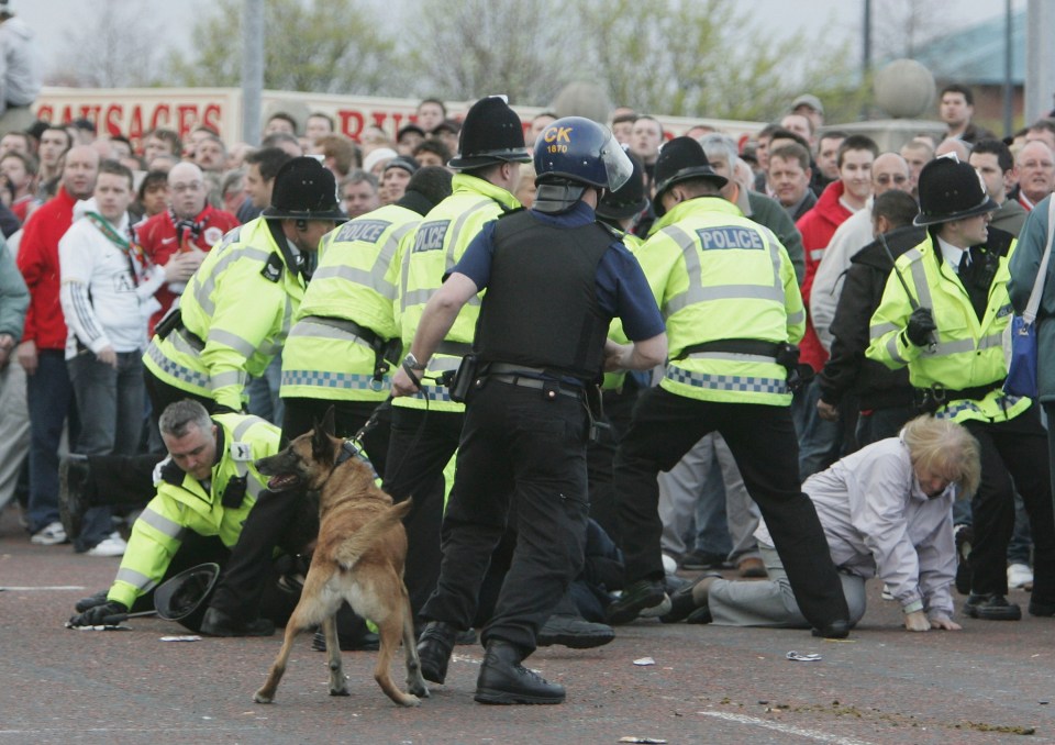 Trouble before the Champions League second leg match between Manchester United and Roma in 2007 – the first game in Italy was steeped in violence