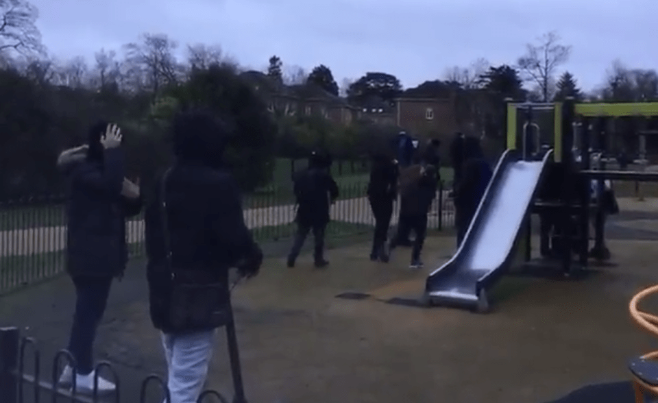  The woman confronted the group after she caught them smoking weed in the park