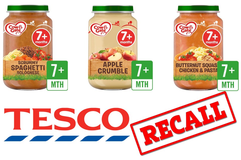  Tesco is recalling 15 flavours of Cow & Gate baby food