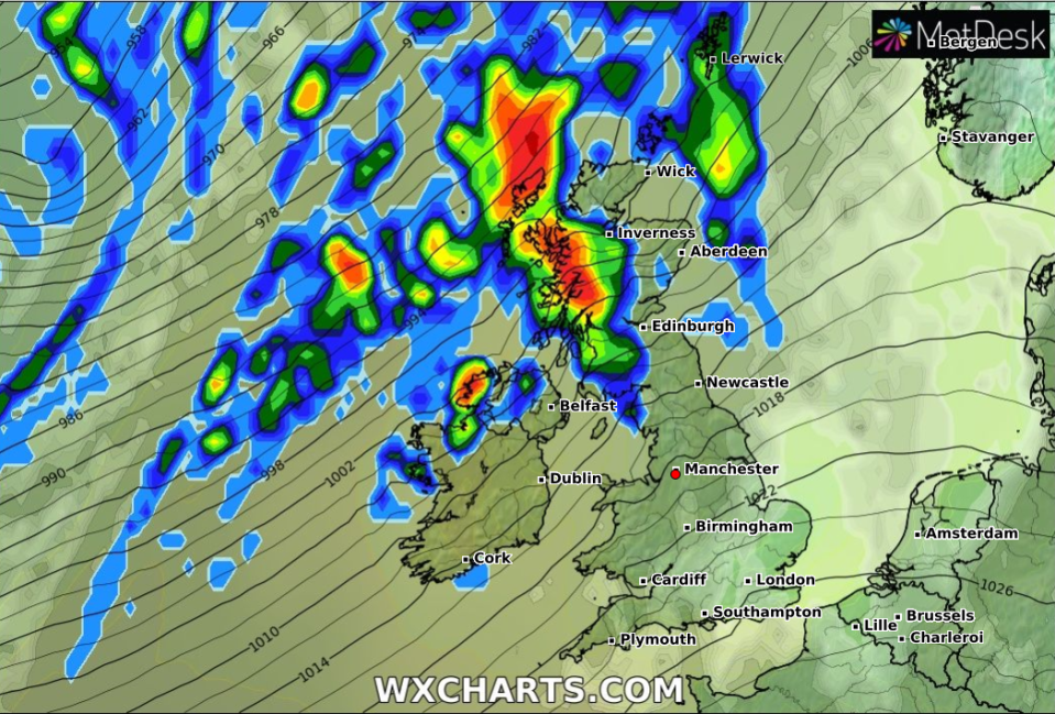  Weather maps show 80mph gales hitting parts of Scotland on Tuesday