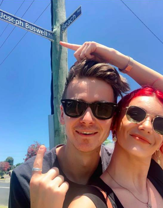 This photo of them by a road sign that said ‘Joseph Buswell road’ sent fans wild after they captioned it: ‘It’s a sign!’