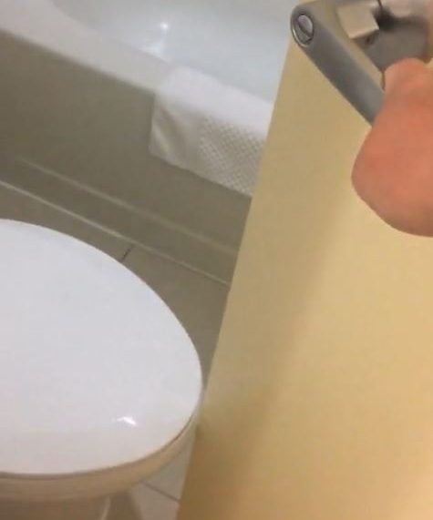  A couple were unable to close the door to their hotel bathroom