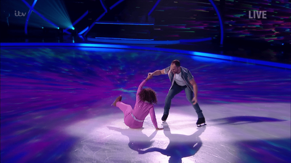  Trisha Goddard crashed to the ice during her first performance