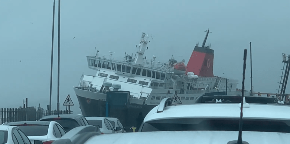  The CalMac ferry MV Caledonian Isles rocked violently as it approached Ardrossan Harbour in Scotland