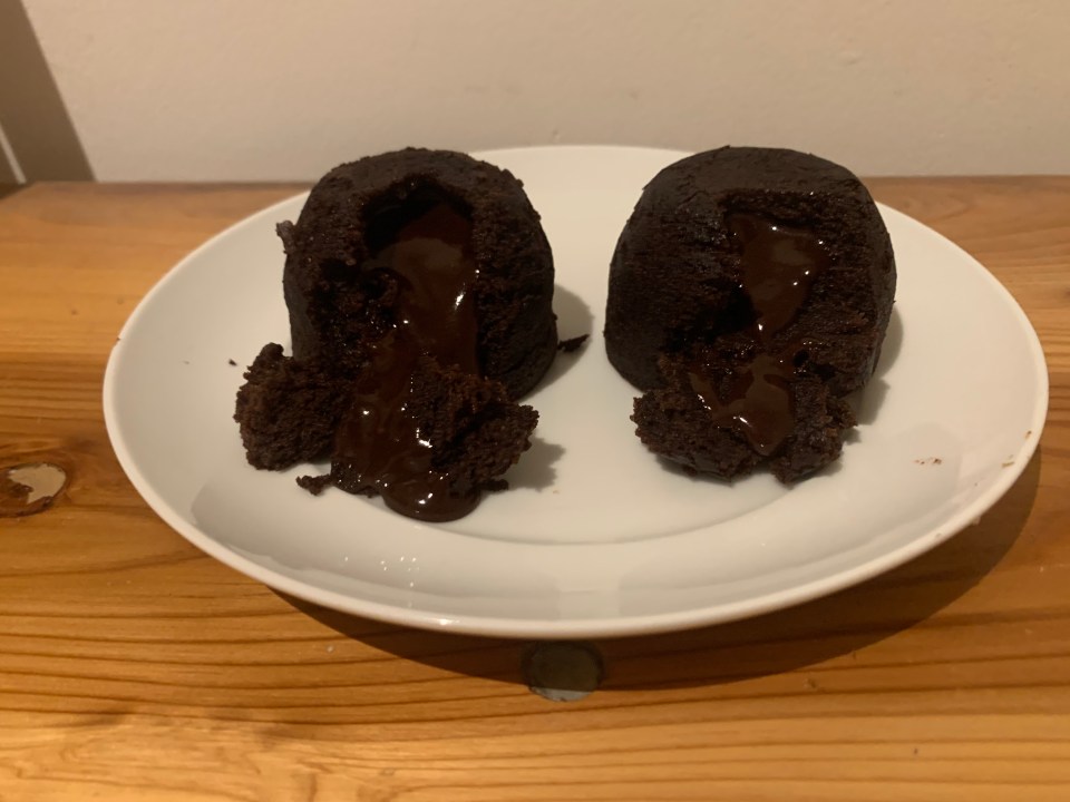  The chocolate puddings were gooey and luxurious