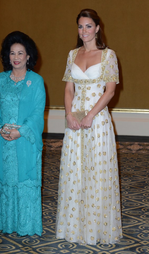  Catherine first wore the gown during her and Prince William's Diamond Jubilee Tour of South East Asia in 2012