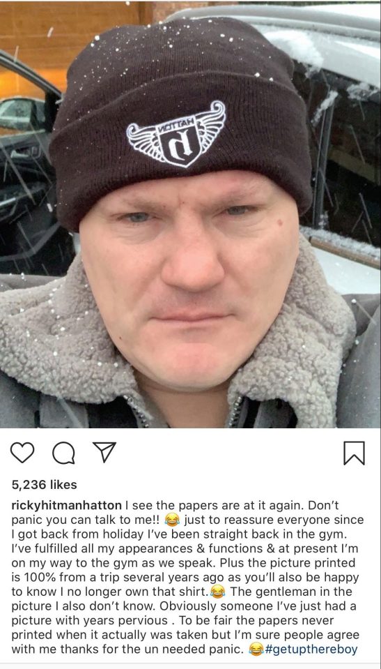  Ricky Hatton reassured his fans he was safe to speak to after he was pictured with Rumble