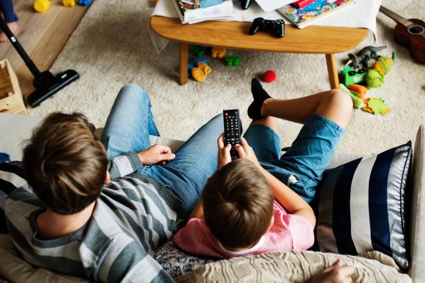 Family watching TV