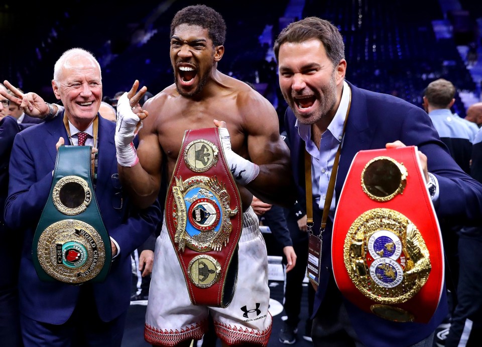 Eddie Hearn, right, and his dad Barry look after Anthony Joshua's interests