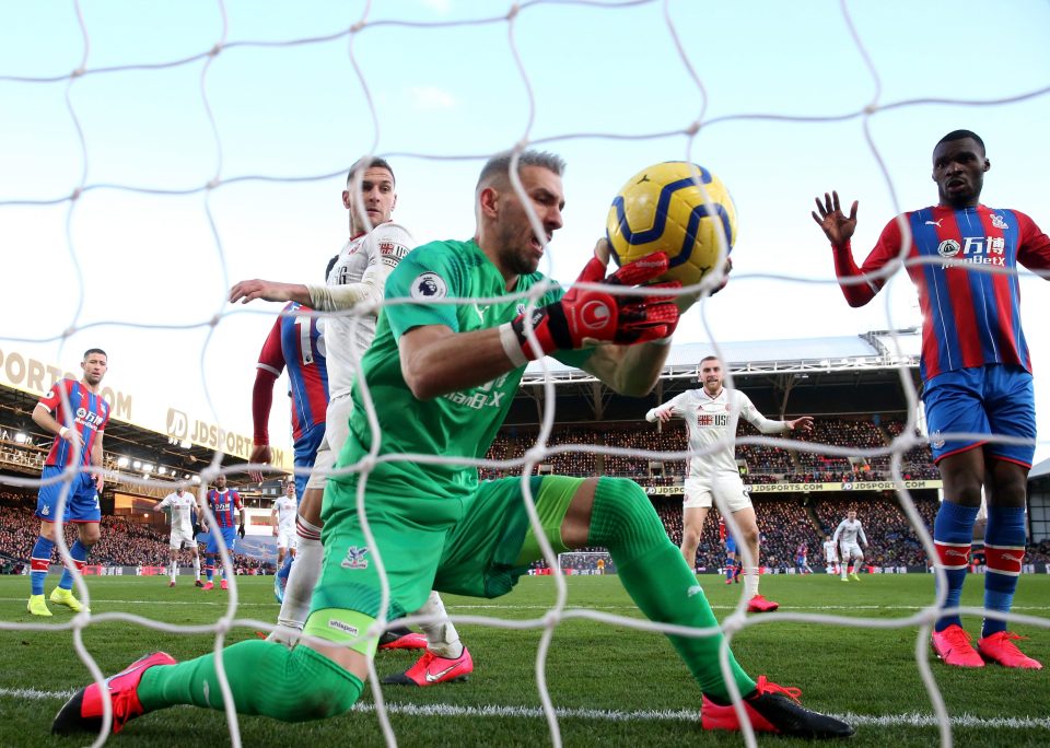  Eagles goalkeeper Vicente Guaita fumbled the ball into his own net