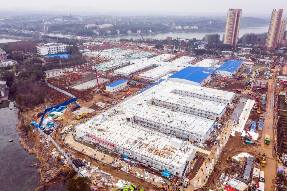 The Huoshenshan temporary field hospital in Wuhan has nearly been completed