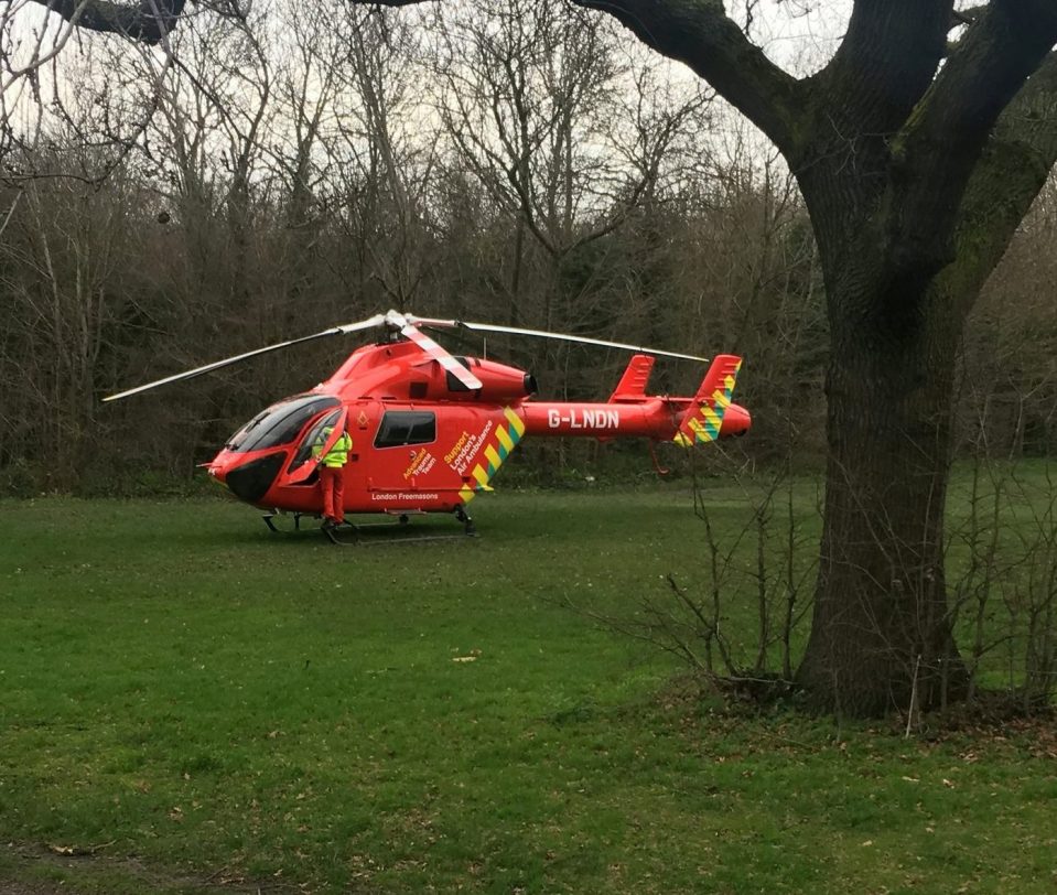  An air ambulance was sent to tend to the wounded after police confirmed several people were stabbed