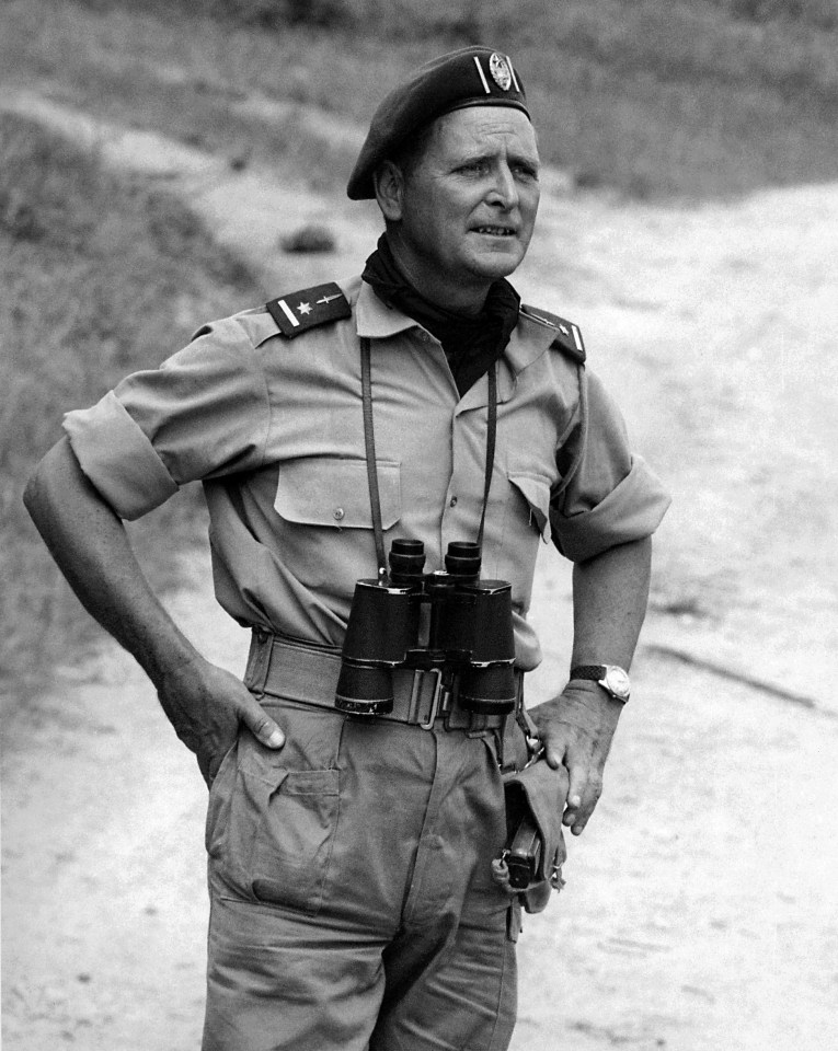 'Mad Mike' Hoare, pictured in Congo in 1964, achieved international fame thanks to his adventures as a mercenary leader