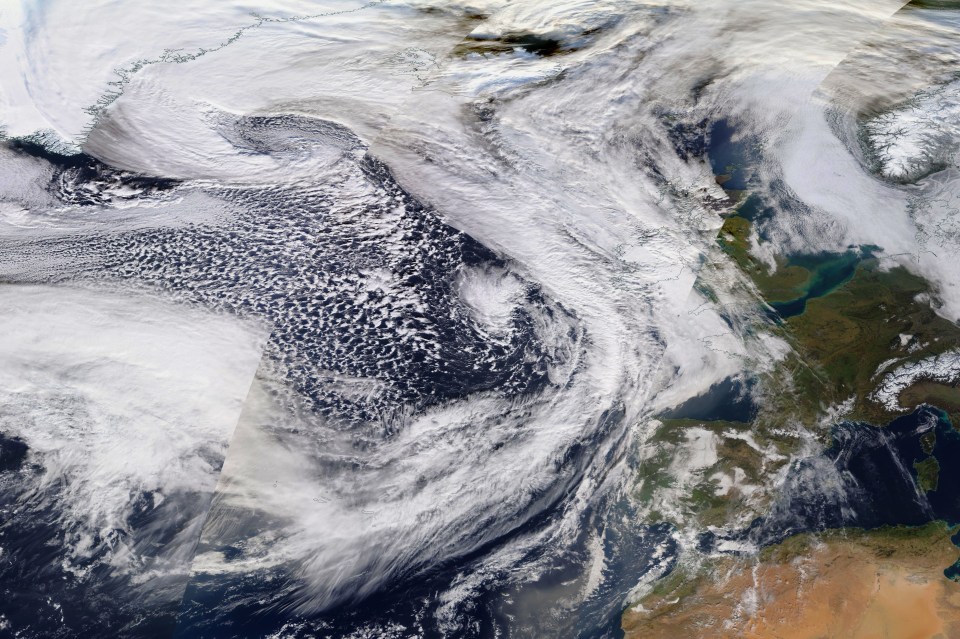  A NASA satellite image shows Storm Ciara coming to the whole of the British Isles