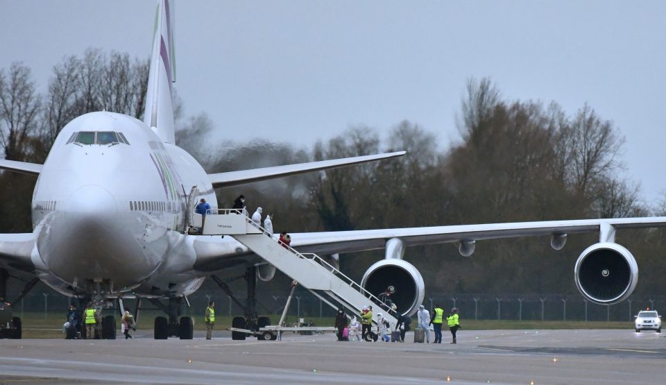  Brits evacuated from Wuhan arrived in the UK today