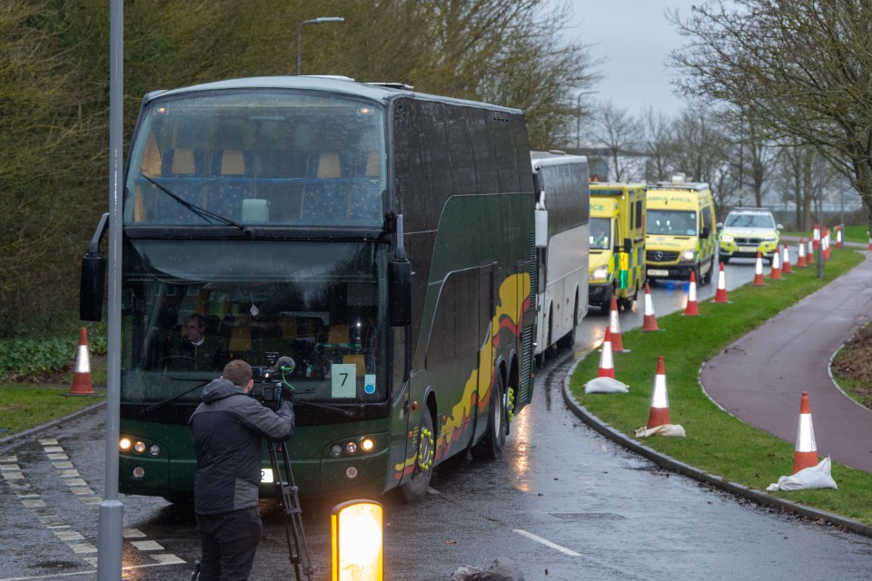 A convoy could be seen weaving its way along roads after their arrival